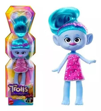 🌈 Muñeca Trolls Band Together - Chenille con Vestido Brillante ✨🎤 - Juguetería Don Bola